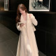 Waist-closed wool mohair long-haired warm coat