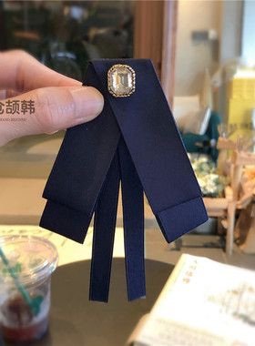 日韩简约白领领结职业衬衫领花百搭气质女设计感纯色领口配饰黑色