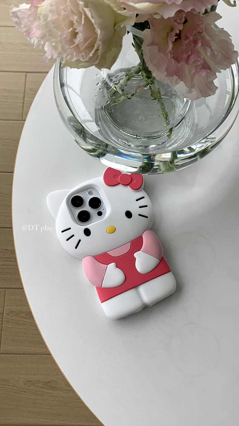 DT play helloKitty可爱小甜甜夏日新款硅胶韩国ins风小众适用于iphone13/14promax苹果11/12/15硅胶软手机壳-图1