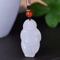 Xinjiang Golden Silk White Jade Auspicious Station Buddha Laughing Buddha Studded Pendant Womens Jade Pendant Jade Pendant Pendant Jade Pendant Necklace