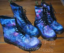 Blue Ensemble Starry Sky Multiple Martin boots Hand-painted Shoes custom lovers shoes CICI Made