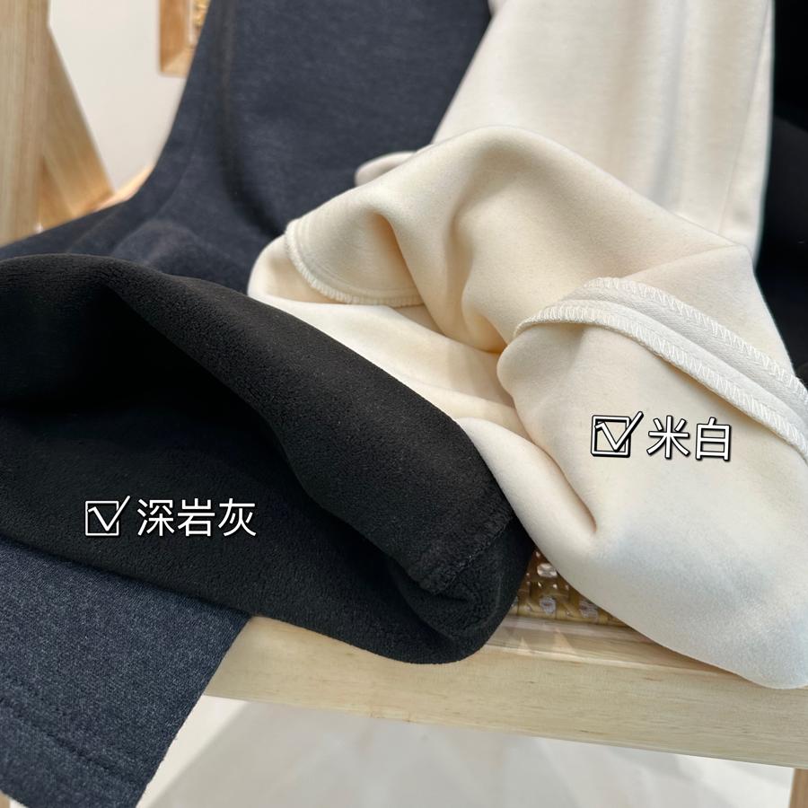 欧货抽绳高腰羊绒阔腿裤女2025秋冬宽松显瘦加厚米色直筒拖地长裤 - 图2