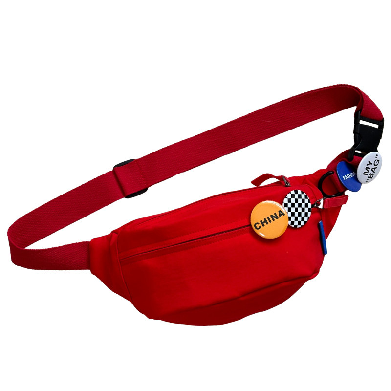 红色百搭胸包男学生运动斜挎背包日系ins复古潮牌小众休闲腰包女,淘宝优惠券,粉丝福利购,淘宝优惠卷