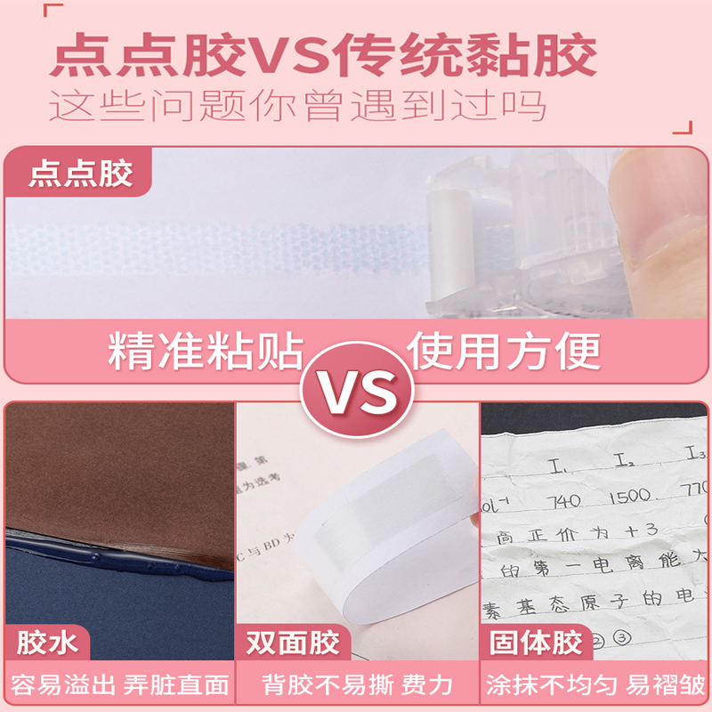 日本国誉KOKUYO点点胶淡彩点状双面胶透明可换替芯修正带学生用两面海绵胶手账贴纸粘贴用品手工迷你高粘度 - 图1