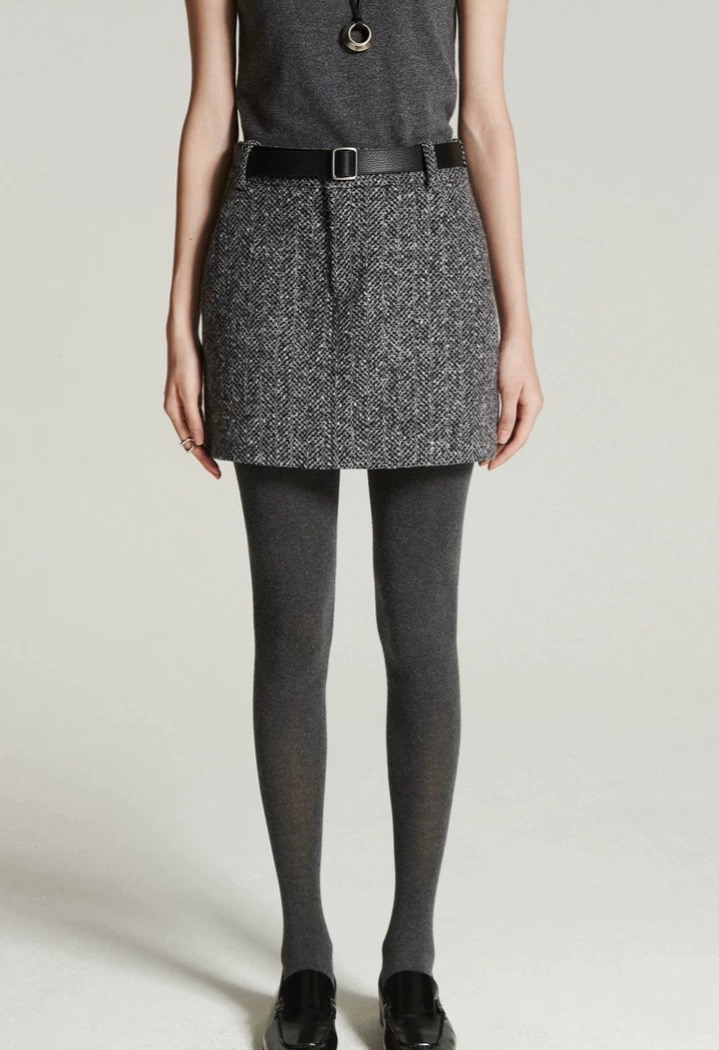 樟度/意大利进口MTT/Moessmer珠片花呢后开衩中长裙/半裙 - 图2