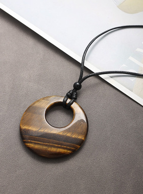 虎眼石吊坠爱心颈链新款毛衣链