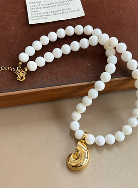 春夏贝母珠海螺吊坠项链清新高级感金色吊坠锁骨链小众设计百搭女