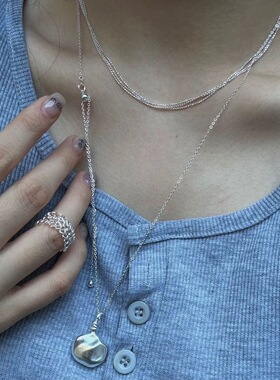 韩国小众设计大水壶吊坠项链轻奢高级感日常百搭可调节长款锁骨链