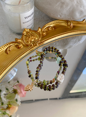 小众设计多巴胺椰风葡萄手链时尚气质高级感多层串珠叠戴闪光手串