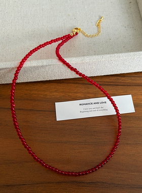 本命年新年款巨显白！红珠串珠锁骨链气质高级百搭毛衣链简约高级