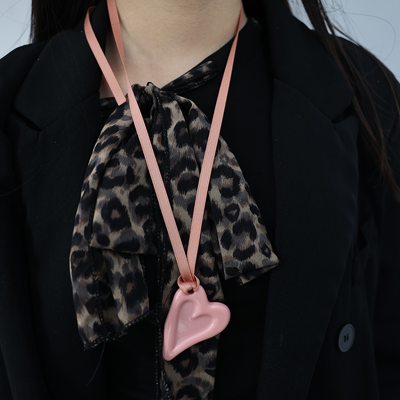 向日葵欧尼同款爱心项链系带choker锁骨链百搭简约长款颈链女plow - 图0