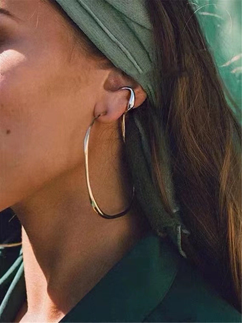 欧美复古简约耳骨夹熔岩不规则小耳圈金属镀金耳夹无耳洞耳环女,淘宝优惠券,粉丝福利购,淘宝优惠卷