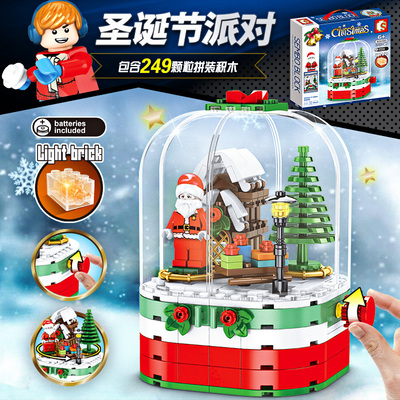 森宝积木匹配乐高圣诞树旋转音乐盒拼装玩具男孩儿童圣诞节礼物-图2