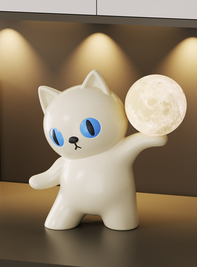 安德森猫咪月球小夜灯摆件