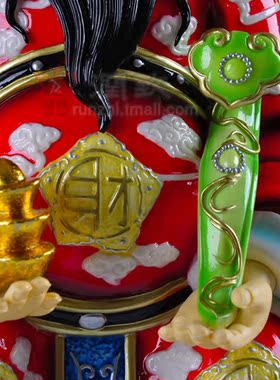 16寸陶瓷彩色文财神爷佛像开业礼品 家居玄关摆件装饰雕塑工艺品