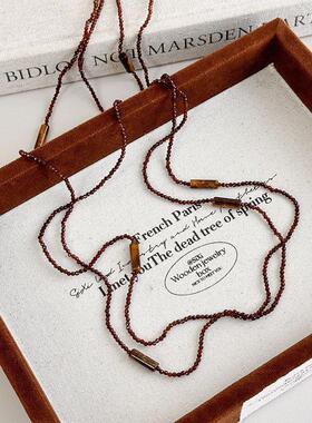 美拉德虎眼石串珠多戴法项链女2026新款小众设计时尚叠戴气质配饰