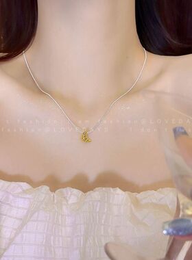 牛角包金银撞色项链女款个性独特新潮精致颈链夏季气质百搭锁骨链