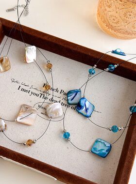 海边度假风双层不规则贝壳项链女小众设计叠戴颈链2026新款锁骨链