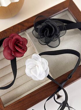 欧美跨境复古玫瑰花朵项链手链花朵项圈法式优雅名媛甜美choker女