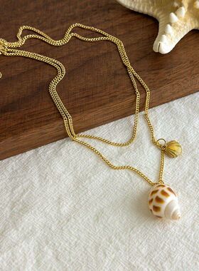 夏日多元素贝壳海星珍珠项链女海边度假风锁骨链小众独特个性配饰