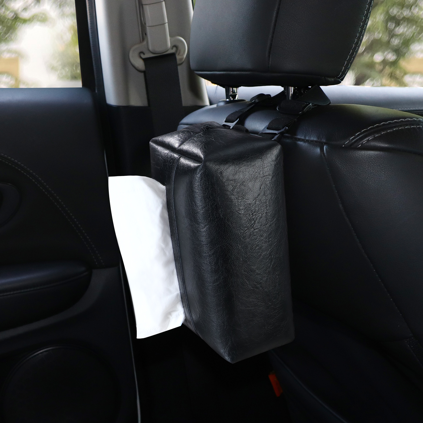 车载纸巾盒立体纸抽盒家用轻奢车内扶手箱高级感高档牛皮纹纸巾盒 - 图1