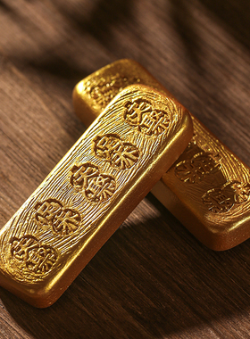 无聊了买金灿灿的仿真小黄鱼复古金条冰箱贴可做广告影视金砖道具