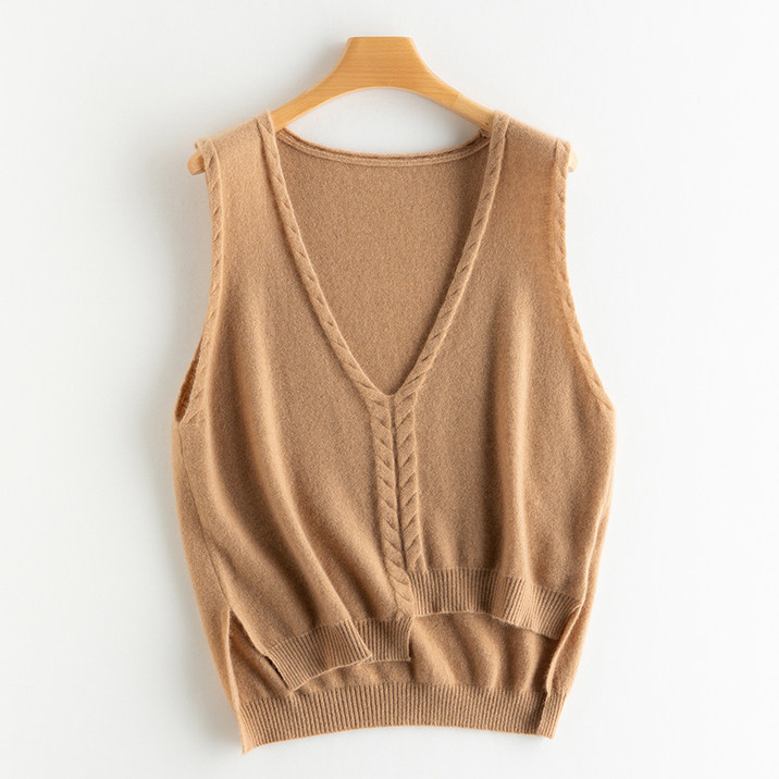 25秋冬新款100%纯山羊绒V领马甲女前短后长叠穿时尚百搭背心坎肩,淘宝优惠券,粉丝福利购,淘宝优惠卷