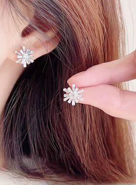 初雪雪花耳钉小众设计925银针高级感清冷气质冷淡风百搭耳饰LYK-4