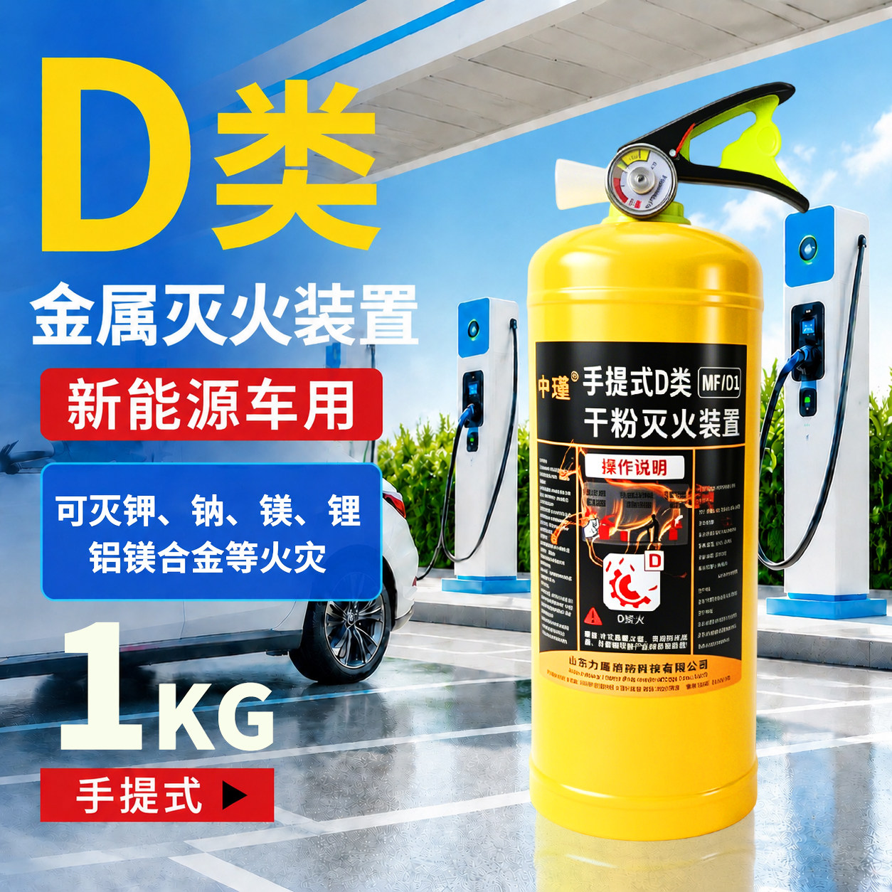 金属灭火装置D类新能源锂电池手提式2Kg4kg8公斤电动车专用灭火器