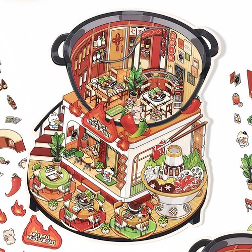 infeelme今日营业中第十二弹造景贴纸大号立体小屋微缩场景12.0 - 图2