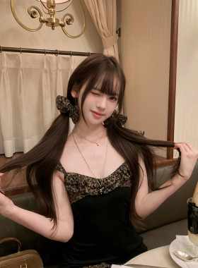 Creamy糕糕 小豹猫 元英同款莱赛尔甜美少女豹纹大肠发圈头绳发饰