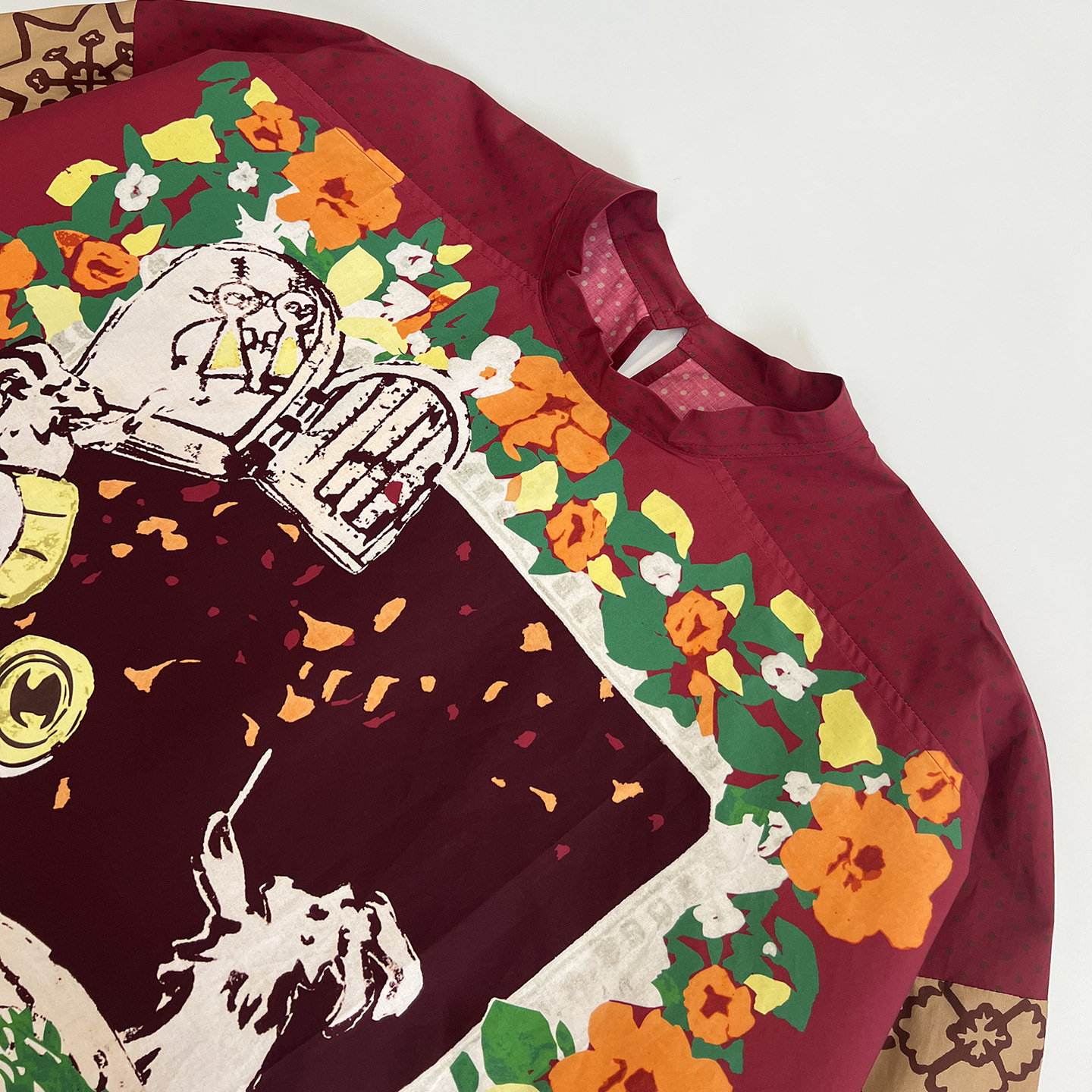 日系小众轻奢80支纯棉定位印花宽松显瘦小个子圆领波点衬衫上衣女 - 图1