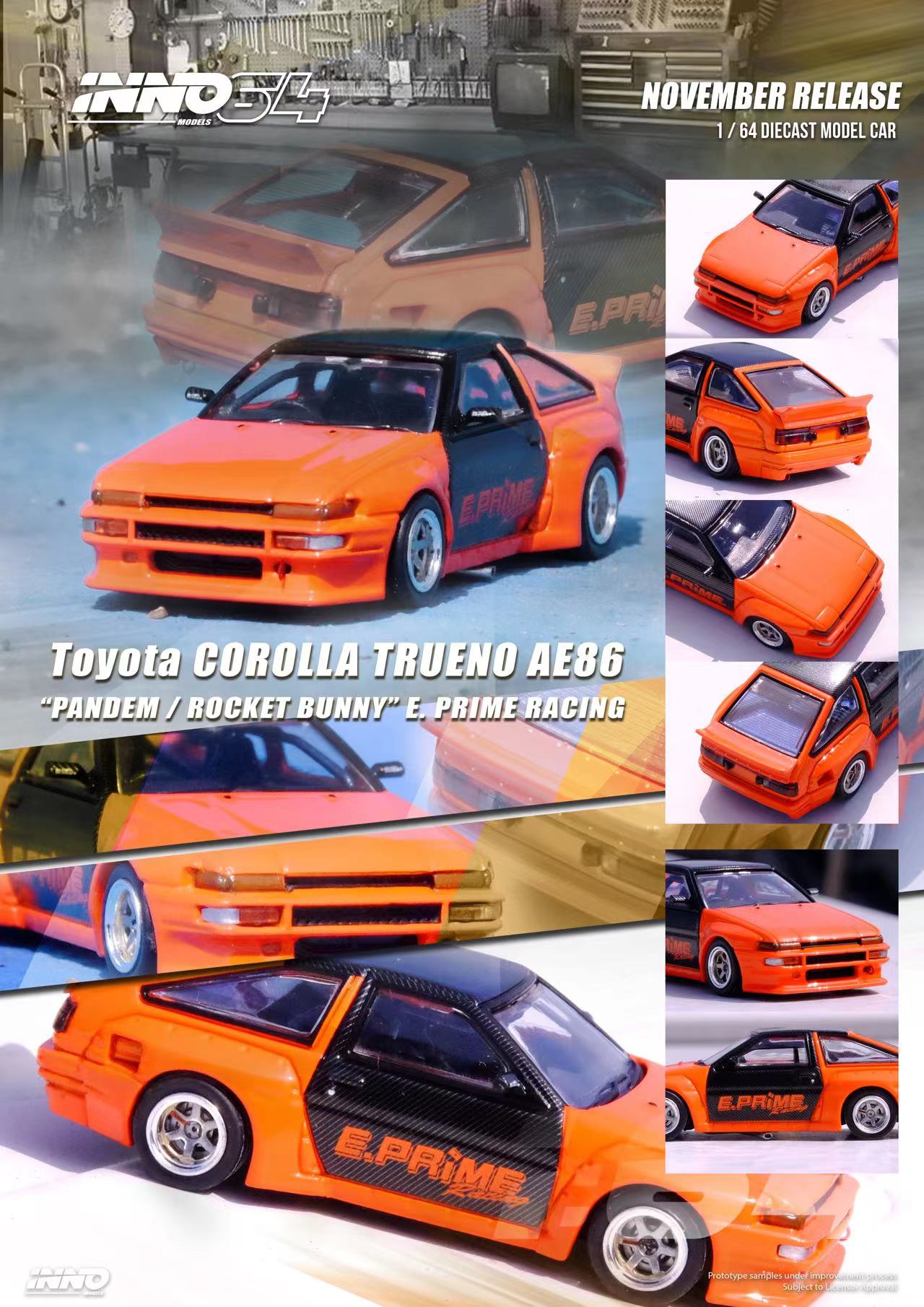 [PDS]INNO 1:64丰田卡罗拉COROLLA TRUENO AE86火箭兔合金车模-图3