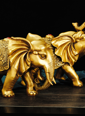 纯铜大象摆件福禄象吸水象元宝如意象富贵吉祥电视柜桌面装饰礼品