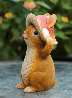 庭院摆设花园杂货树脂卡通小兔子创意小动物室外桌面装饰品摆件