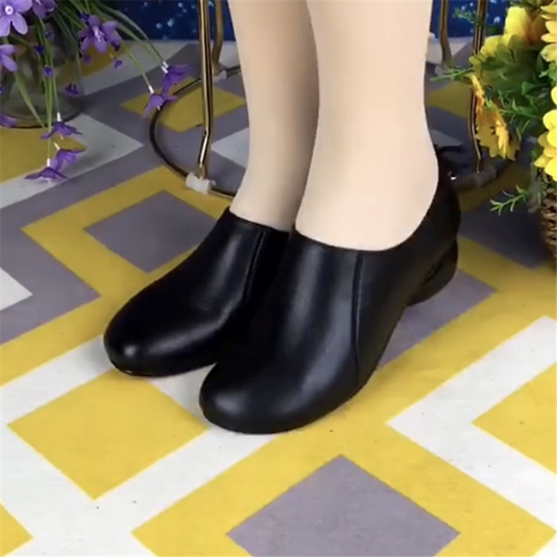 真皮单鞋女透气防滑粗低跟圆头皮鞋深口中老年蝴蝶结侧拉链妈妈鞋,淘宝优惠券,粉丝福利购,淘宝优惠卷