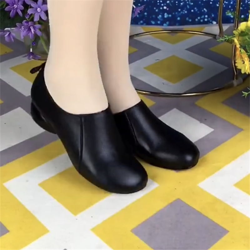 真皮单鞋女透气防滑粗低跟圆头皮鞋深口中老年蝴蝶结侧拉链妈妈鞋,淘宝优惠券,粉丝福利购,淘宝优惠卷