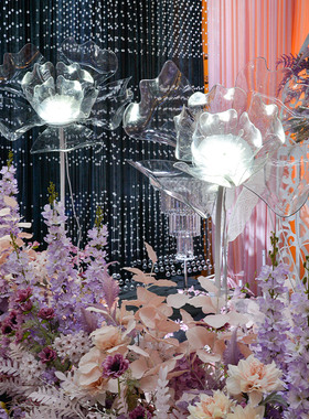 橱窗装饰花灯发光水晶花摆件落地
