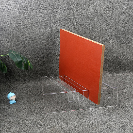 Estante de exhibición de acrílico, estante de muestra pequeño con placa de color piedra