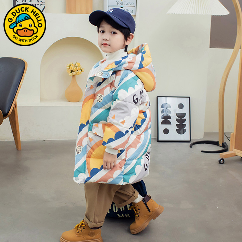 小黄鸭儿童羽绒服中长款加厚白鸭绒冬季男女宝宝中小童装洋气外套,淘宝优惠券,粉丝福利购,淘宝优惠卷