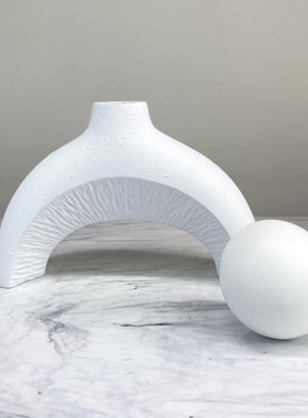 黑色树脂插花器几何摆件现代简约家居客厅样板房酒店桌面送礼饰品