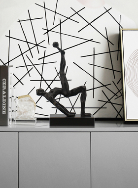 人物舞者样板房间酒柜软装饰品