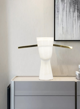 新款新中式轻奢样板房电视柜家居摆件官帽天然雕刻大理石桌面摆设