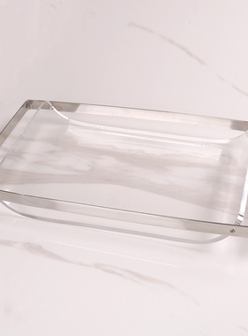 现代轻奢亚克力透明托盘长方形收纳盘样板间餐厅客厅家居装饰品