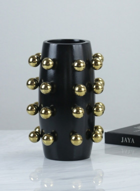 现代轻奢金属干花花瓶摆件家居装饰品样板间餐桌茶几玄关花器摆设