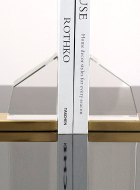 现代极简美意式家居书房办公室书柜书架书靠书档书立水晶装饰摆件