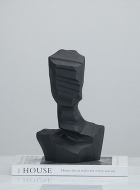 现代简约树脂抽象半身人物摆件书房客厅样板间米兰时尚软装饰品