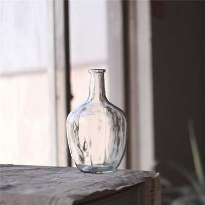 北欧简约细口大肚花瓶透明玻璃大花器吊钟马醉木插花水培落地台面 虎窝淘