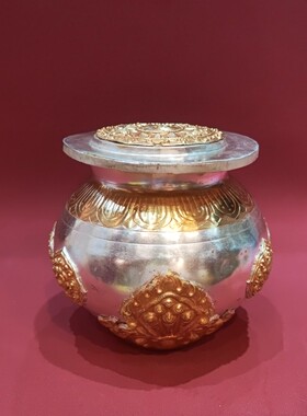 智悲佛缘 尼泊尔白铜镀金宝瓶 财神宝瓶 龙王宝瓶八吉祥花纹