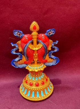 智悲佛缘 彩绘八吉祥摆件藏传密宗民族用品八宝套装家用